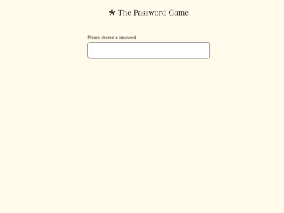 Password Game Starting Screen